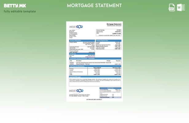 модерен стил извод за хипотека на Јордан Арапска банка Шаблон за Word и PDF